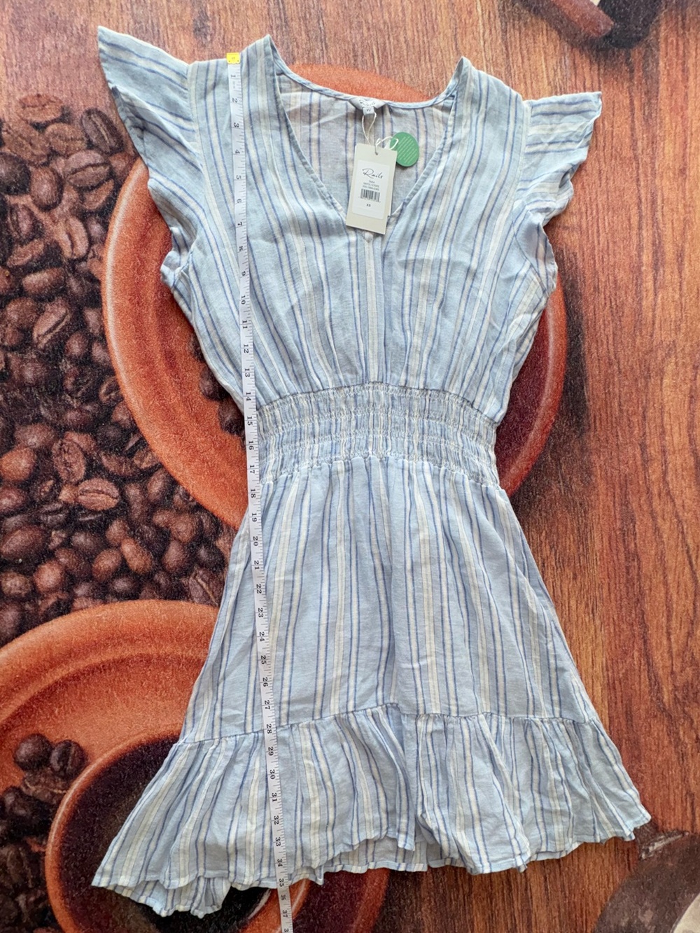 NWT Rails Tara Napoli Stripe Smocked Linen Blend Mini Dress XS - Picture 8 of 10